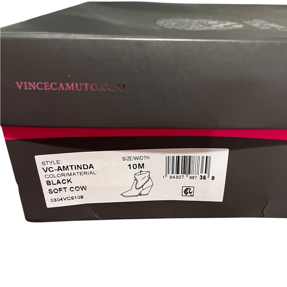 New! Vince Camuto Amtinda Black Squared Tow Boot Bootie - Picture 7 of 7